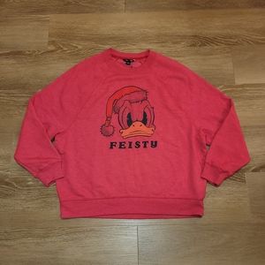 American Eagle x Disney Feisty Donald Duck Christmas Red Holiday Sweater New